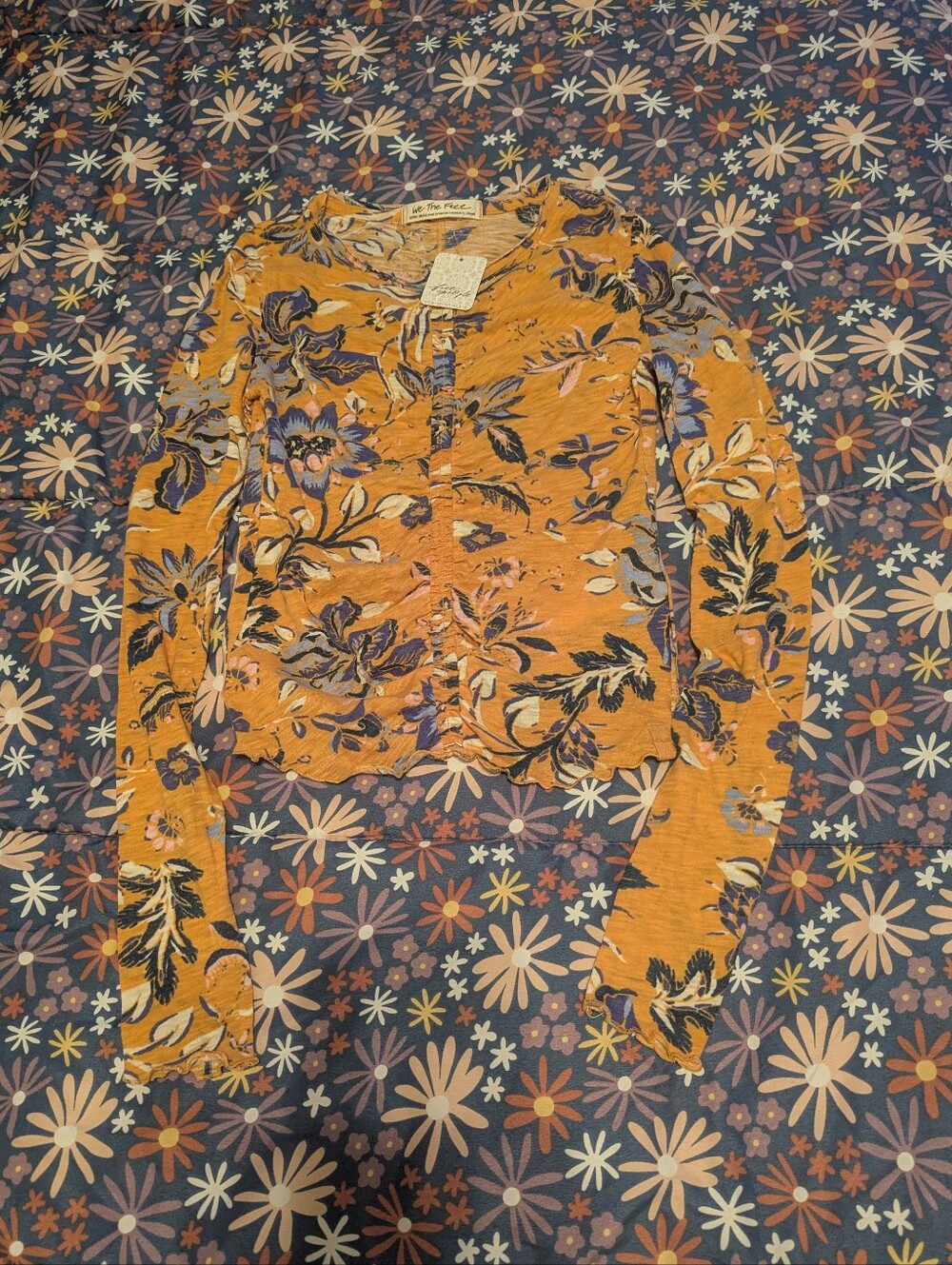 Free People Floral Long Sleeve Top